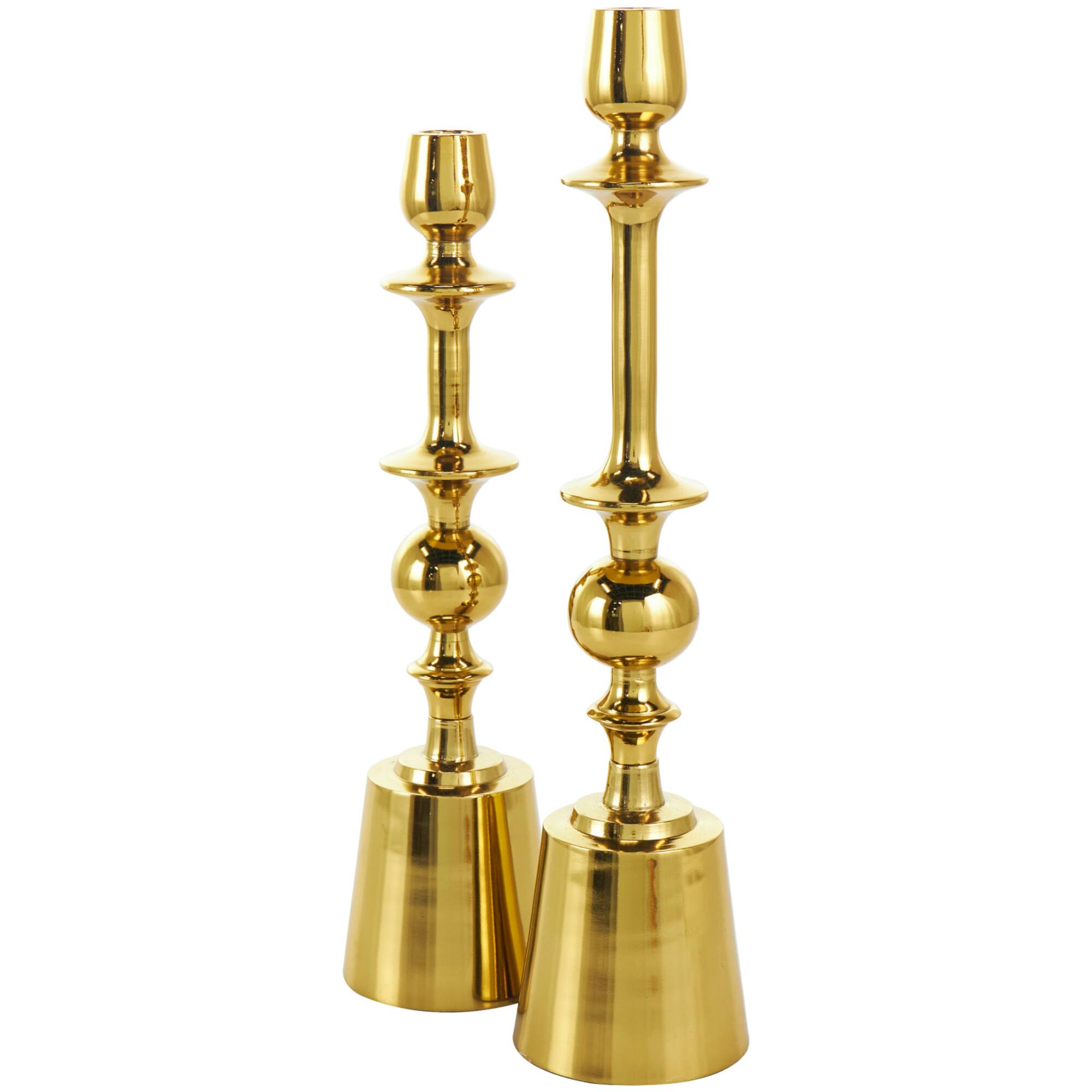 Gold Aluminum Candle Holder Set